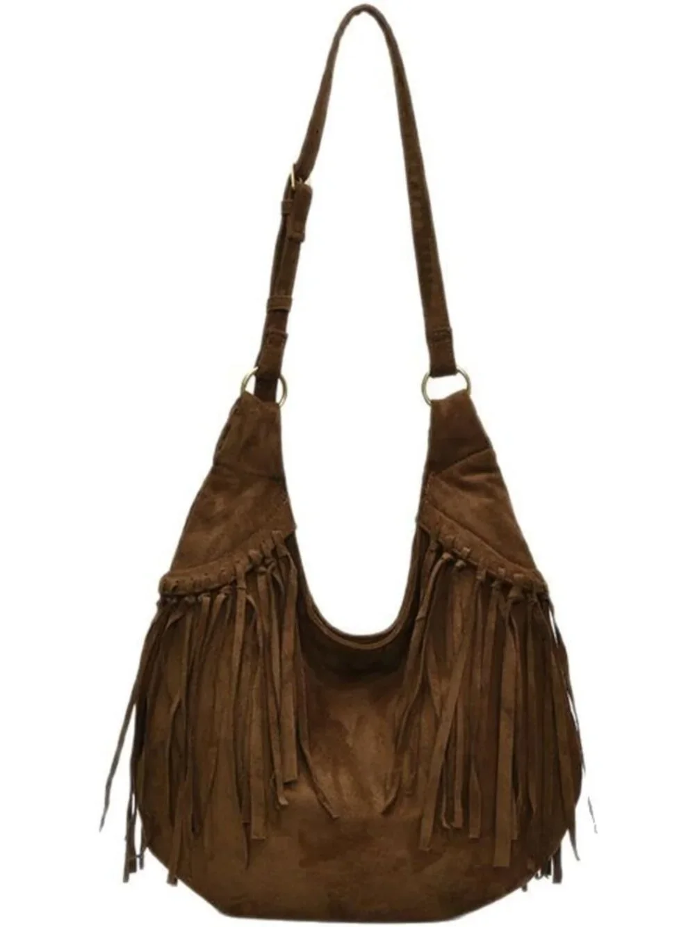 Vintage Suede Fringe Hobo Tote Bag | Western Cowgirl Crossbody Purse